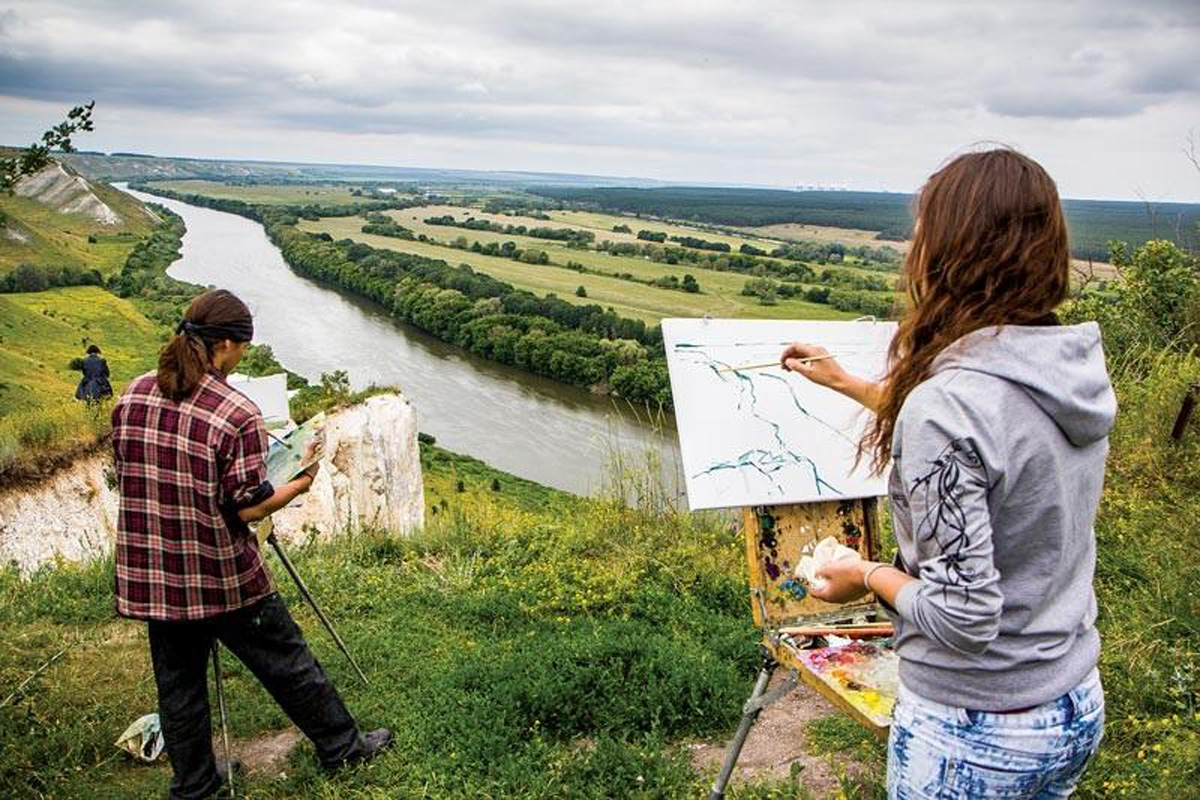 Человек в пейзаже рисунки